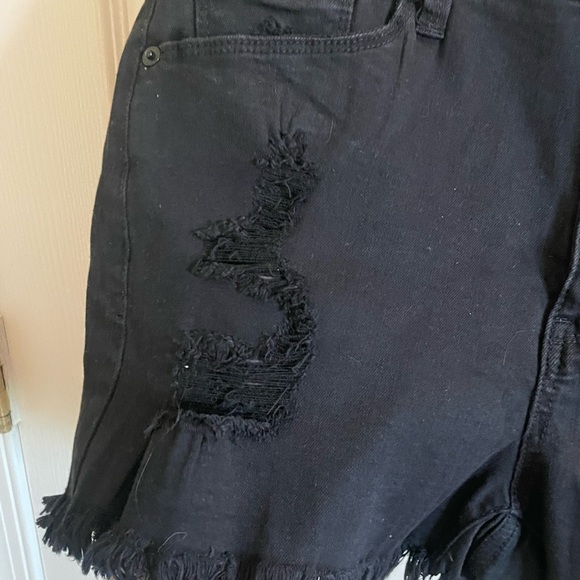 Black Distressed High Rise Shorts - Picture 2 of 5